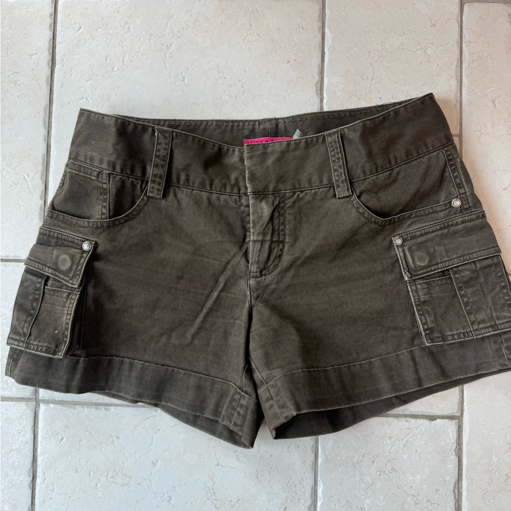 Alice + Olivia Green Cargo Shorts Casual Cotton Blend